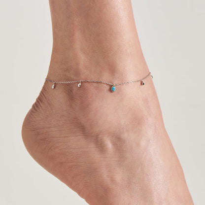 Ania Haie | Silver Turquoise Drop Pendant Anklet