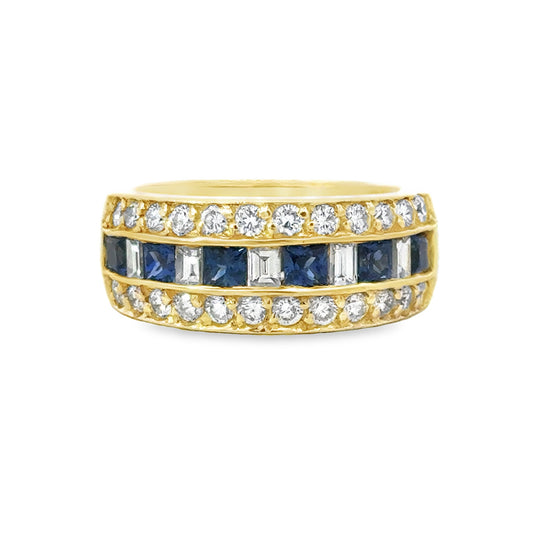 Kirkland Jewelry Estate | 14K Yellow Gold Diamond and Sapphire Ring