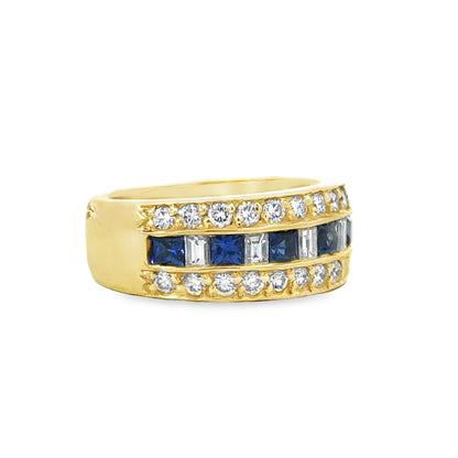 Kirkland Jewelry Estate | 14K Yellow Gold Diamond and Sapphire Ring