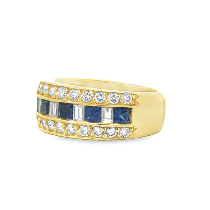 Kirkland Jewelry Estate | 14K Yellow Gold Diamond and Sapphire Ring