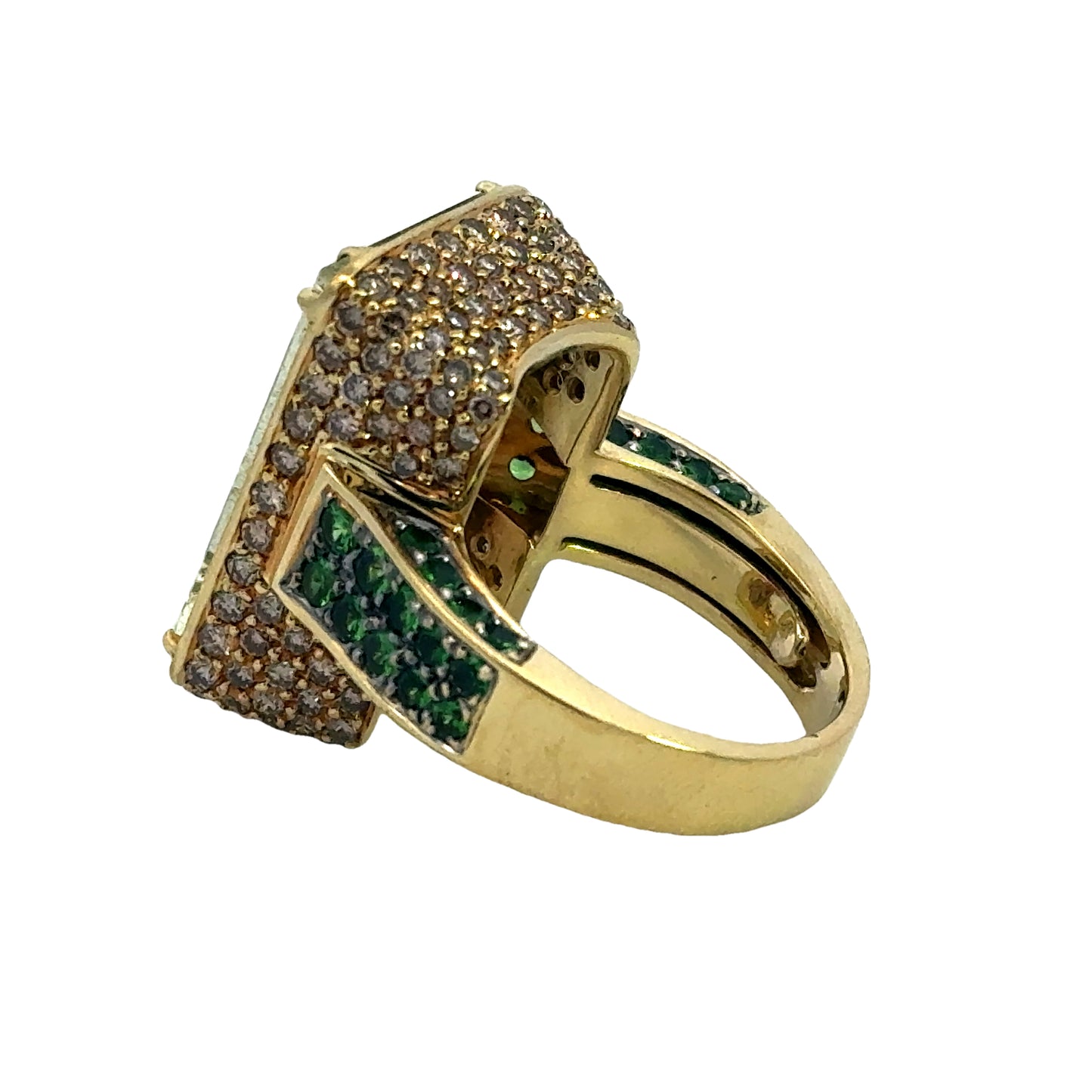 Kirkland Jewelry Estate | 18K Yellow Gold Green Beryl and Savorite Garnet Ring