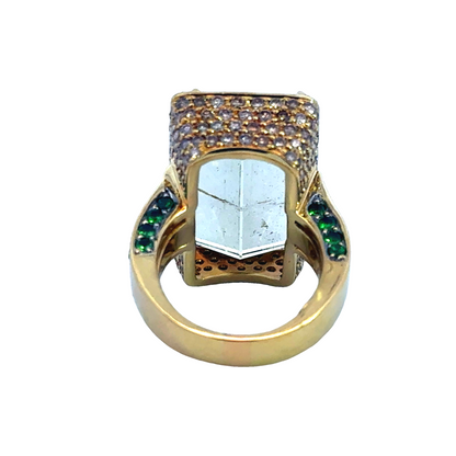 Kirkland Jewelry Estate | 18K Yellow Gold Green Beryl and Savorite Garnet Ring