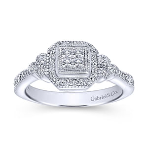 14K White Gold Diamond Fashion Ladies Ring