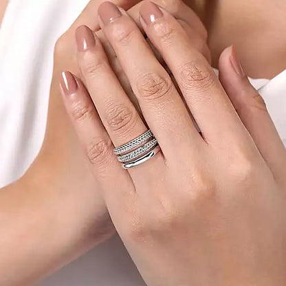 925 Sterling Silver White Sapphire Bujukan Easy Stackable Ring