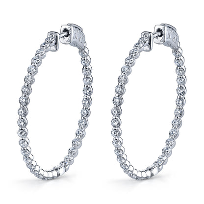 Sylvie | 14K White Gold 32mm Diamond Hoop Earrings