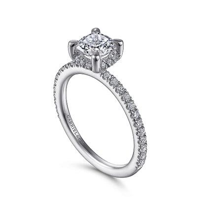 Hart - 14K White Gold Hidden Halo Cushion Cut Diamond Engagement Ring