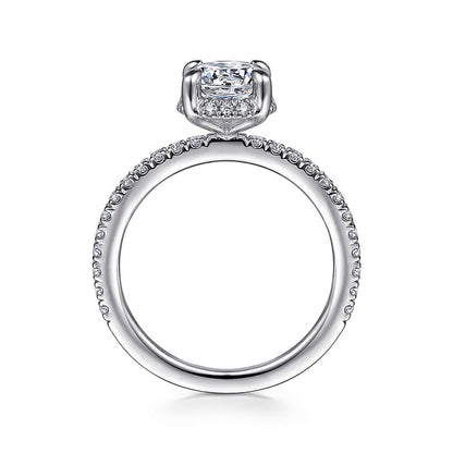 Hart - 14K White Gold Hidden Halo Round Diamond Engagement Ring