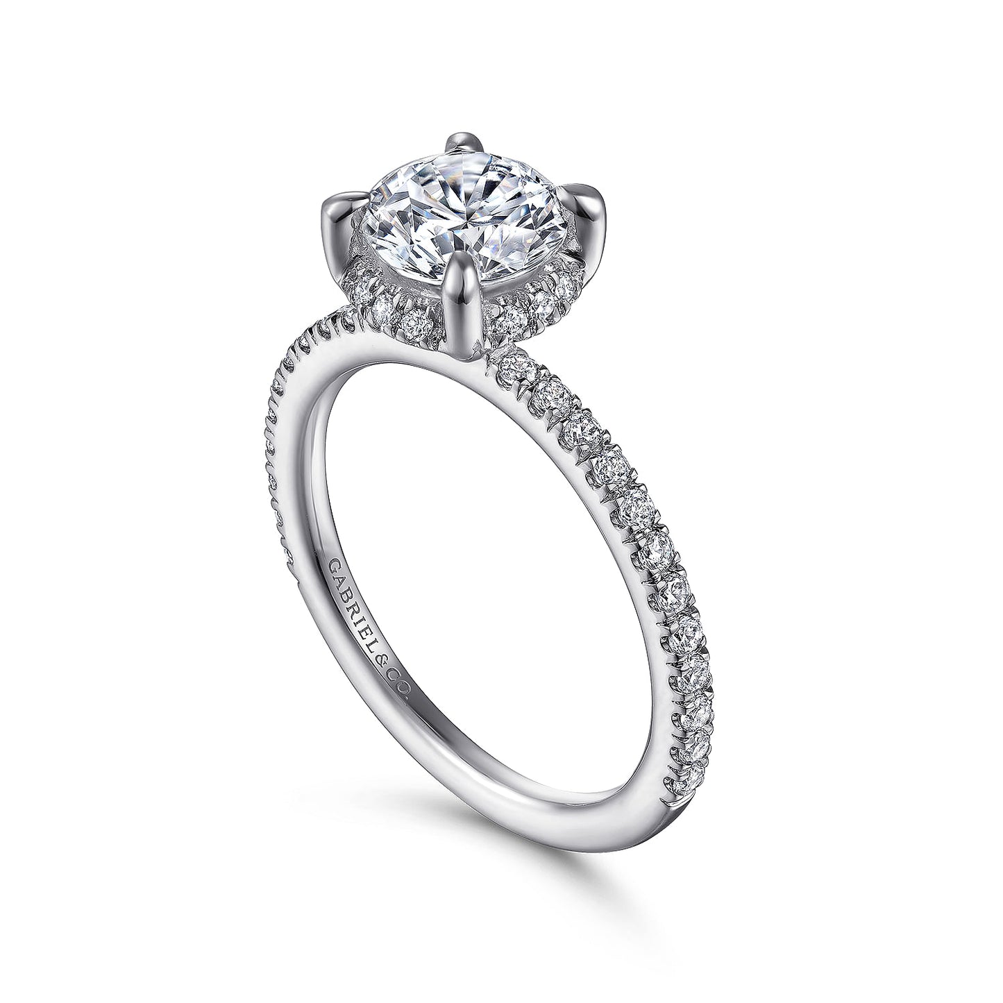 Hart - 14K White Gold Hidden Halo Round Diamond Engagement Ring