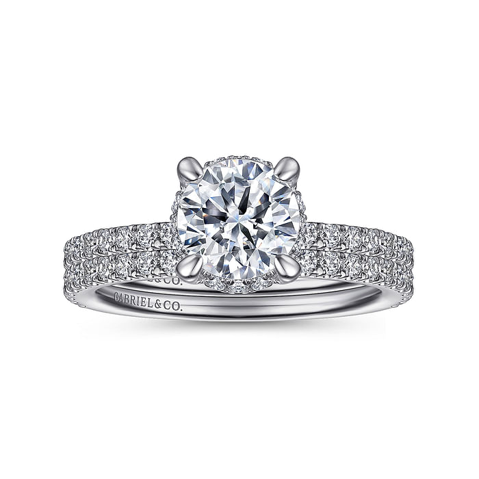 Gabriel & Co | Hart - 14K White Gold Hidden Halo Round Diamond Engagement Ring