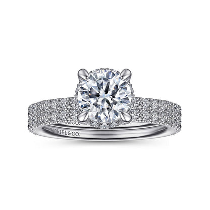 Hart - 14K White Gold Hidden Halo Round Diamond Engagement Ring