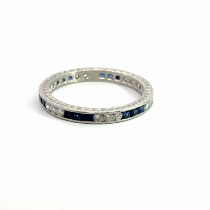 Kirkland Jewelry Estate | Diamond and Sapphire Platinum Band