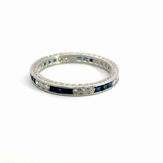 Kirkland Jewelry Estate | Diamond and Sapphire Platinum Band