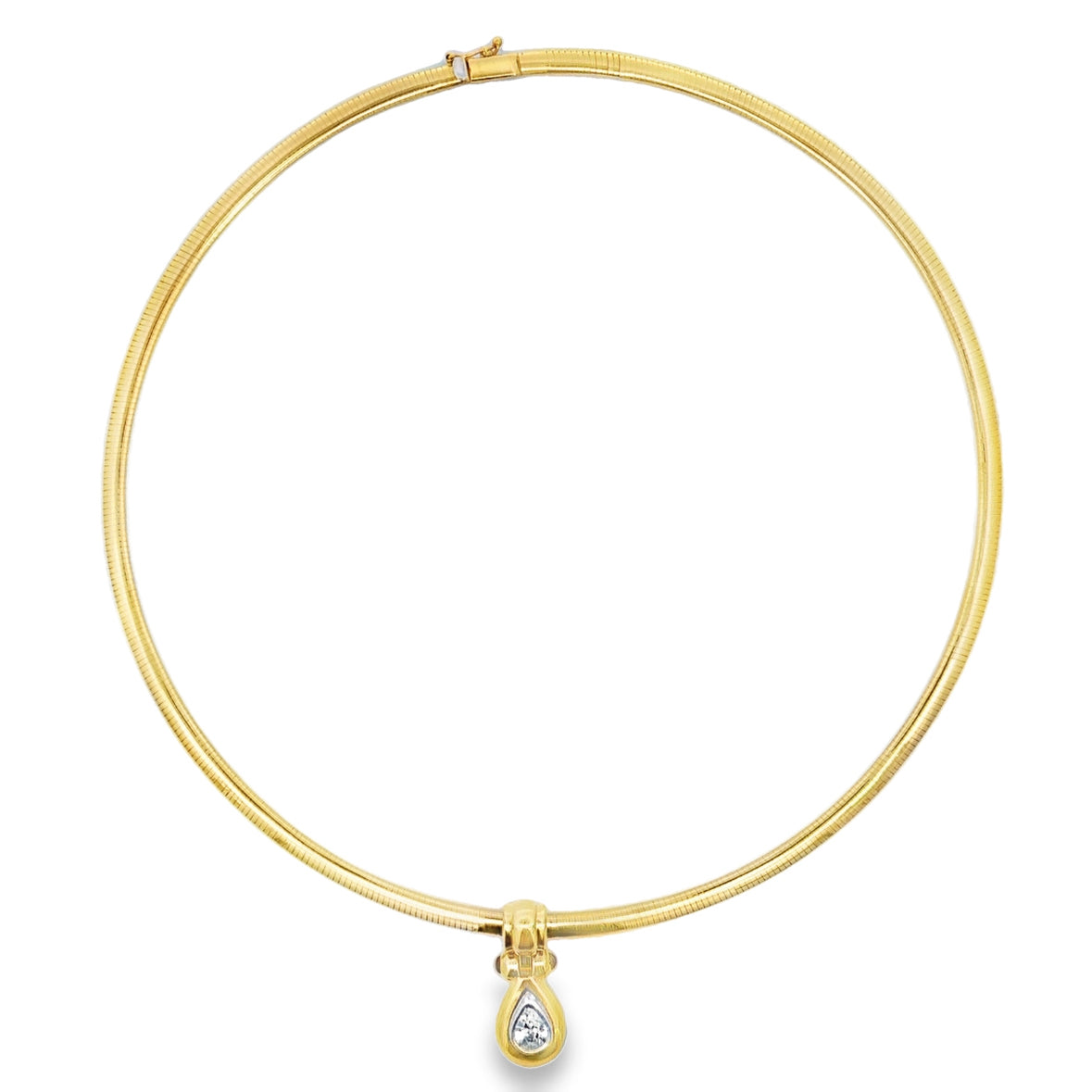 Kirkland Jewelry Estate | 14K Yellow Gold Omega Pear Shape Diamond Necklace