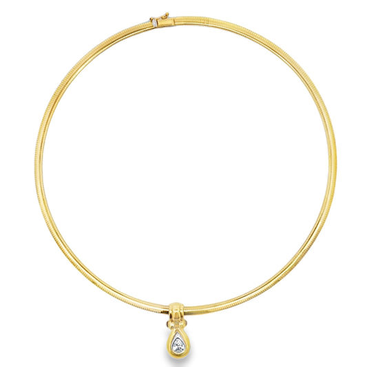 Kirkland Jewelry Estate | 14K Yellow Gold Omega Pear Shape Diamond Necklace