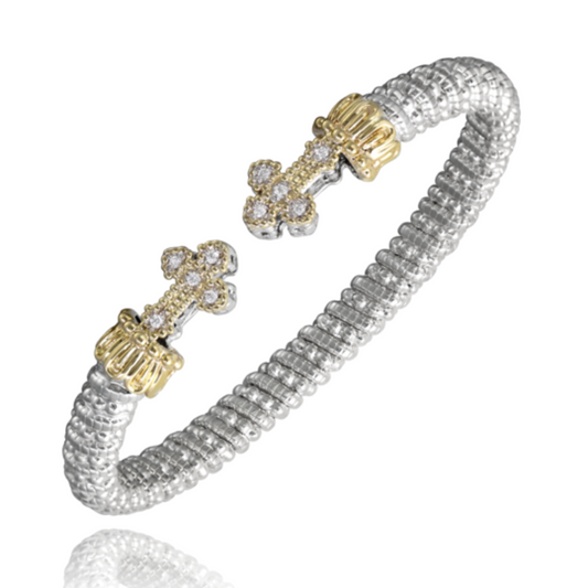 Kirkland Jewelry Estate | 14K Yellow Gold, Sterling Silver, and Diamond Vahan Bangle Bracelet