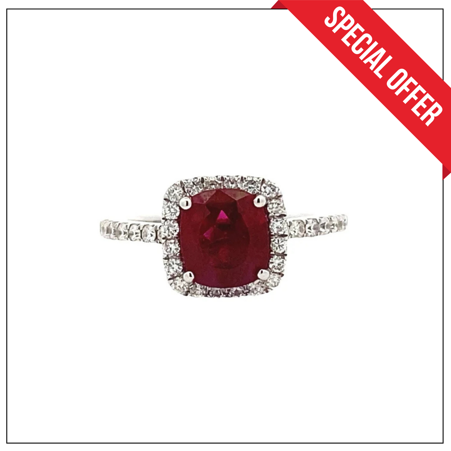18K White Gold Ruby and Diamond Ring