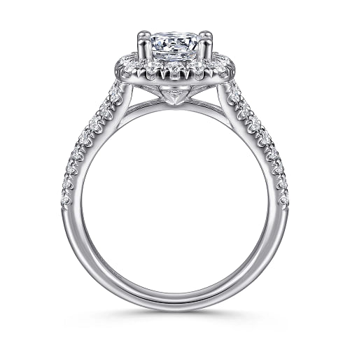James - 14K White Gold Cushion Halo Round Diamond Engagement Ring