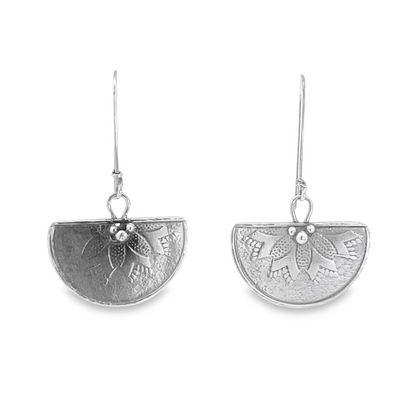 Sterling Silver Half Moon Patterened Earrings