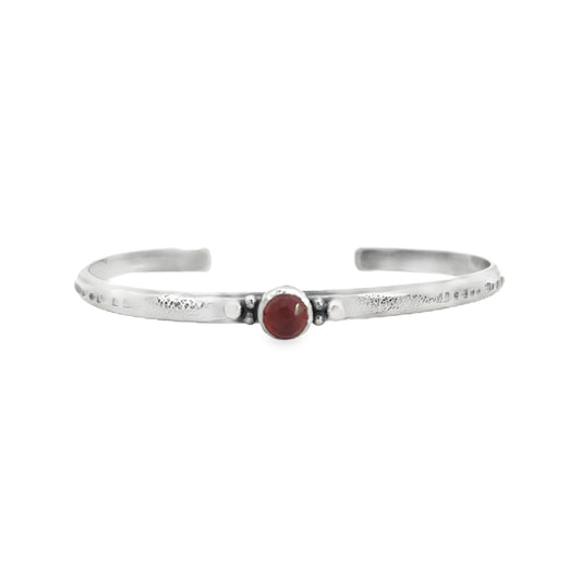 Sterling Silver Cuff Bracelet with Hessonite Garnet