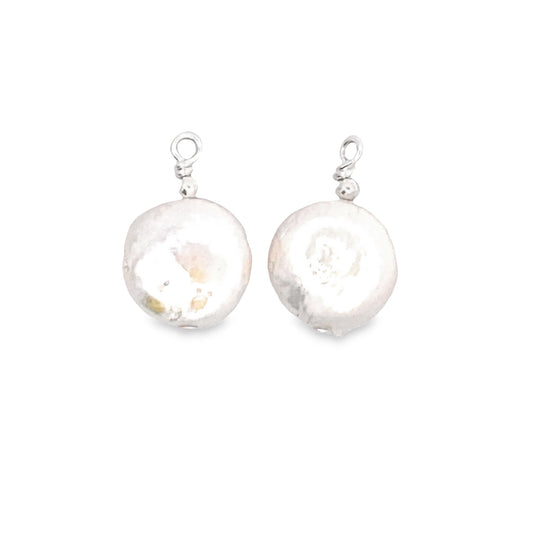 Sterling Silver Coin Pearl Earring Charms