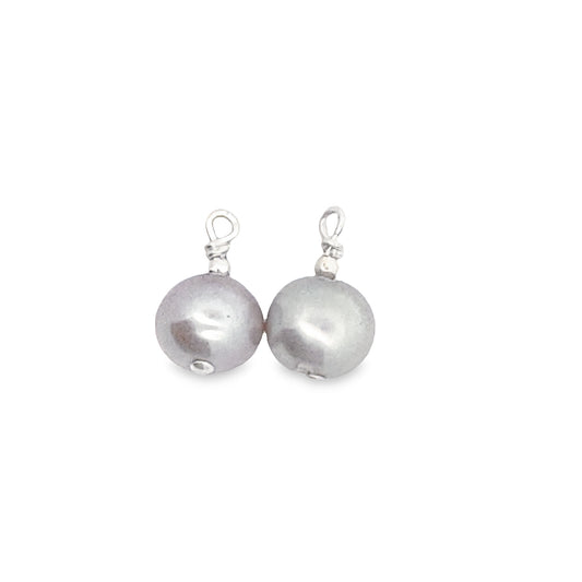 Sterling Silver Silver Colored Pearl Earring Charms