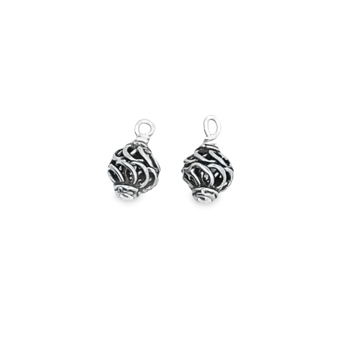 Sterling Silver Oxidized Bali Bead Earring Charms