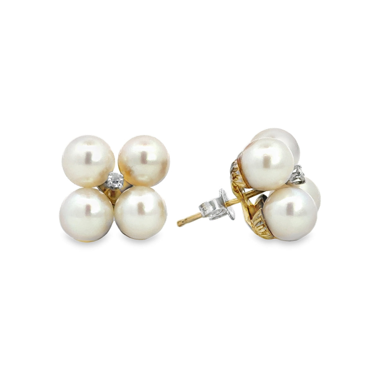 Kirkland Jewelry Estate | Pearl and Diamond Cluster Earrings