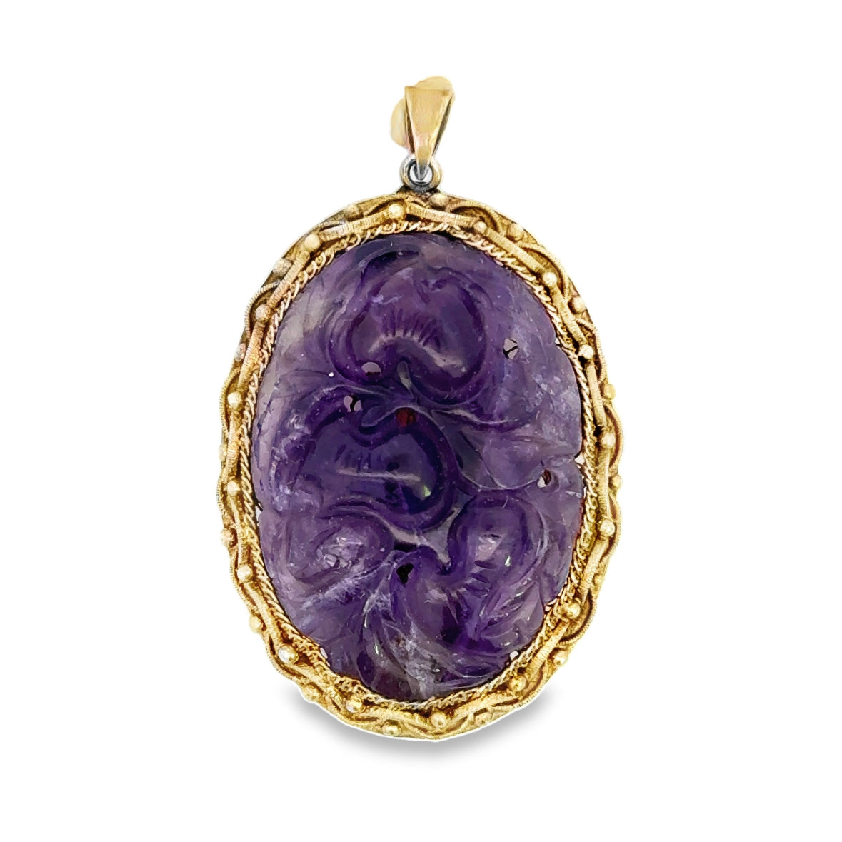 Kirkland Jewelry Estate | Gold Plated Purple Stone Oval Pendant and Pin