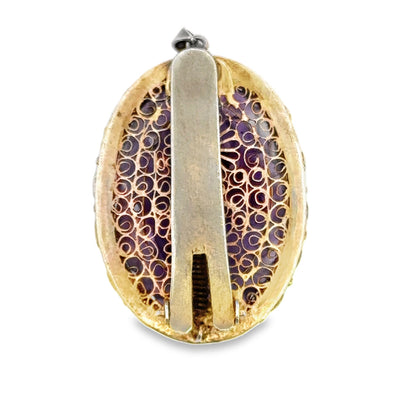 Kirkland Jewelry Estate | Gold Plated Purple Stone Oval Pendant and Pin