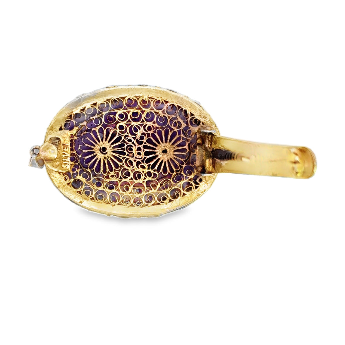 Kirkland Jewelry Estate | Gold Plated Purple Stone Oval Pendant and Pin