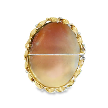 Kirkland Jewelry Estate | 10K Yellow Gold Pearl Detail Background Cameo