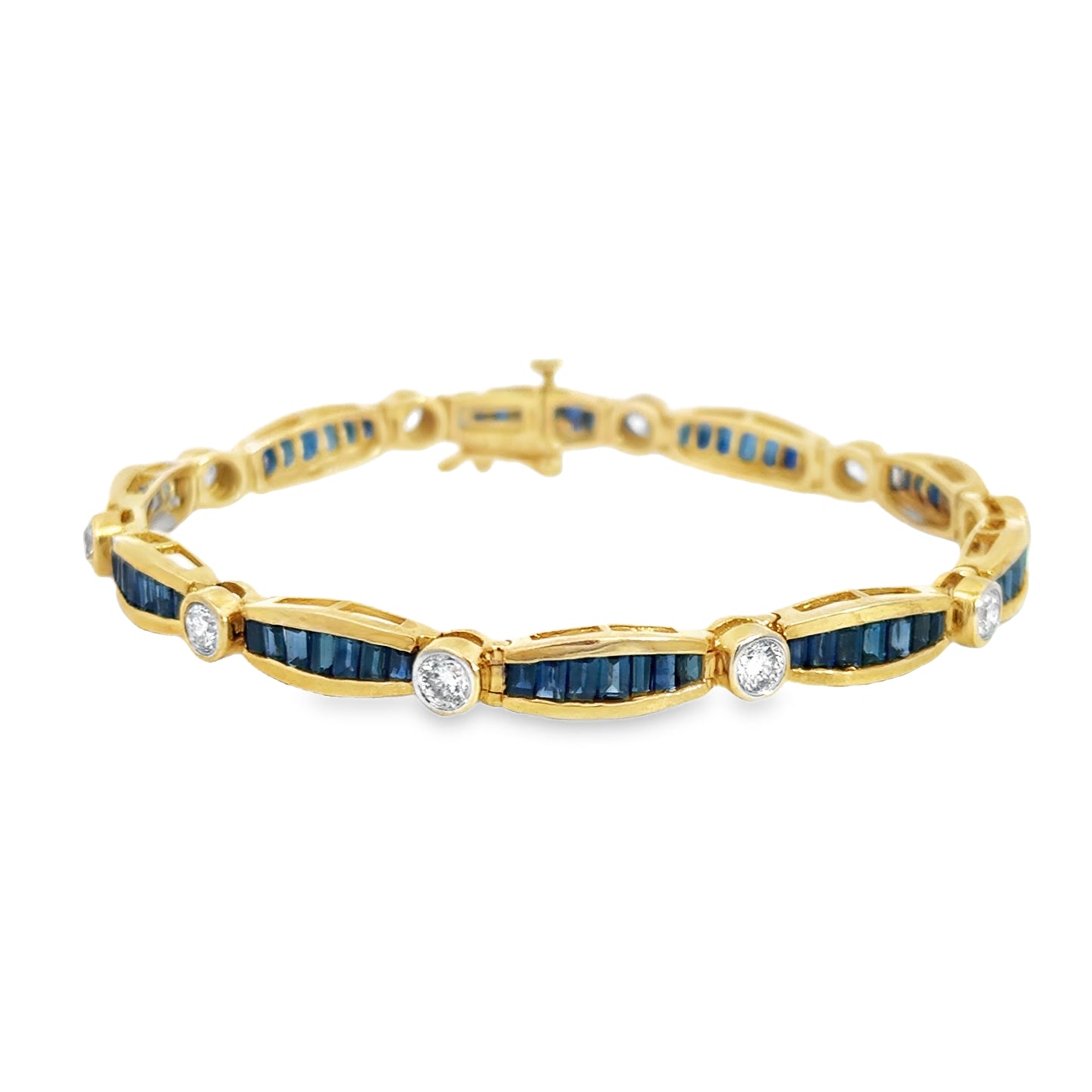 Kirkland Jewelry Estate | 14K Yellow Gold Diamond & Sapphire Bracelet