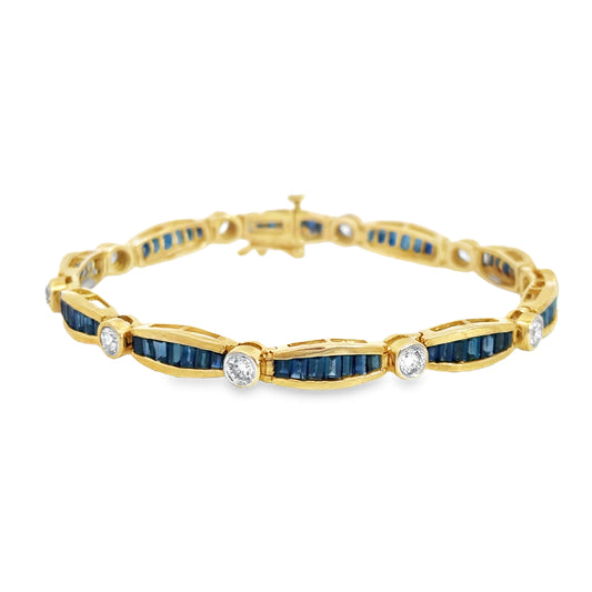 Kirkland Jewelry Estate | 14K Yellow Gold Diamond & Sapphire Bracelet