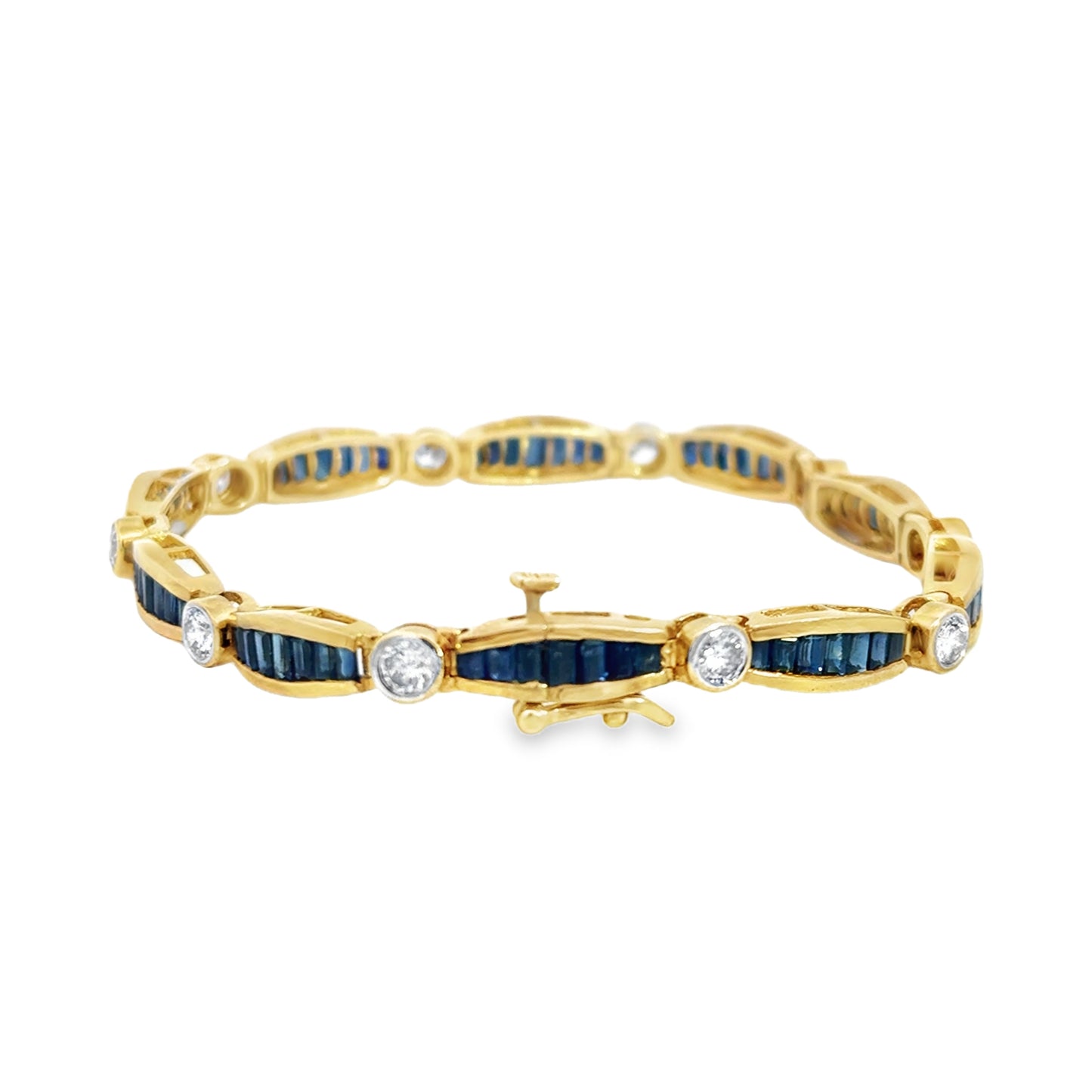 Kirkland Jewelry Estate | 14K Yellow Gold Diamond & Sapphire Bracelet