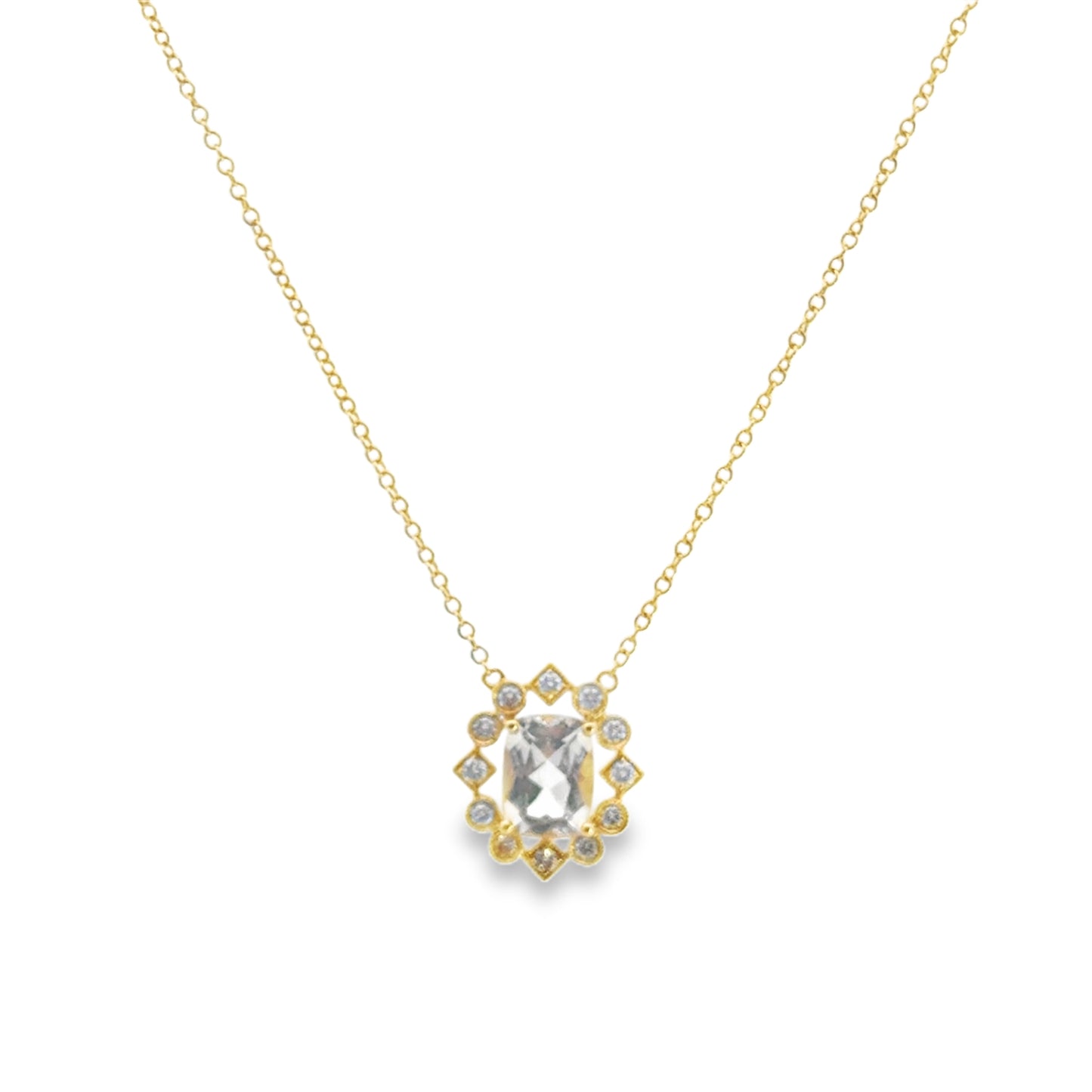 Kirkland Jewelry Estate | 18K Yellow Gold Diamond & White Topaz Necklace