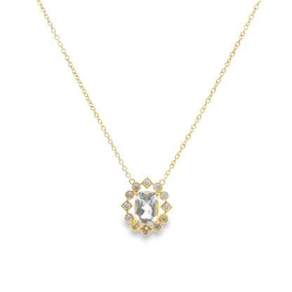 Kirkland Jewelry Estate | 18K Yellow Gold Diamond & White Topaz Necklace