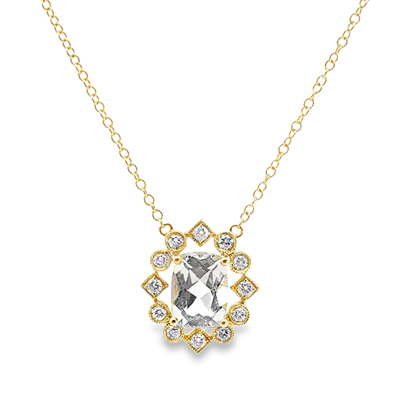 Kirkland Jewelry Estate | 18K Yellow Gold Diamond & White Topaz Necklace