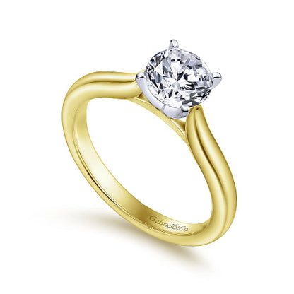 Gabriel & Co | Lauren - 14K White-Yellow Gold Round Diamond Engagement Ring