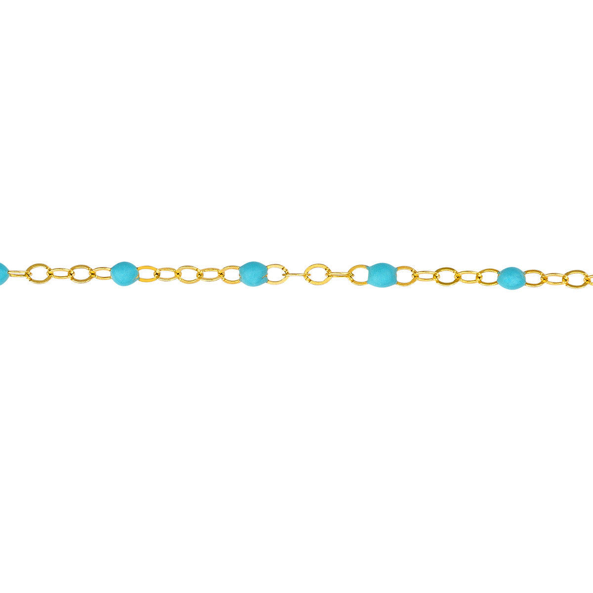 14K Yellow Gold and Light Turquoise Enamel Piatto Bracelet