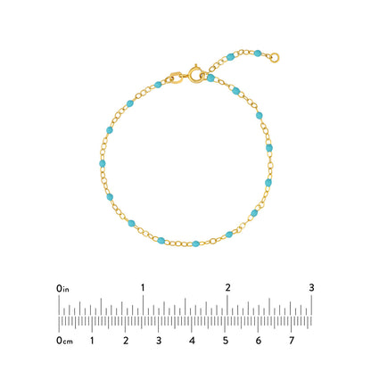 14K Yellow Gold and Light Turquoise Enamel Piatto Bracelet