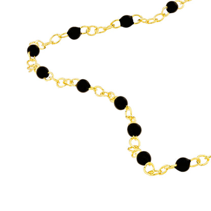 14K Yellow Gold and Black Enamel Piatto Bracelet