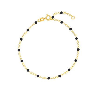 14K Yellow Gold and Black Enamel Piatto Bracelet