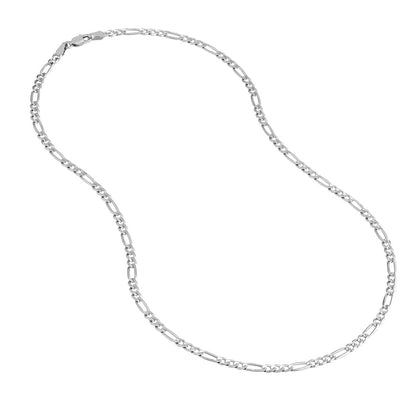 Sterling Silver 3.2mm Concave Figaro Chain with Lobster Lock