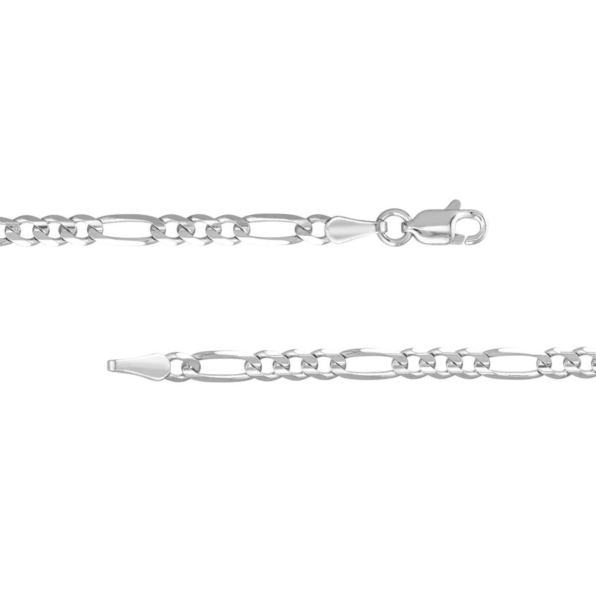 Sterling Silver 3.2mm Concave Figaro Chain with Lobster Lock