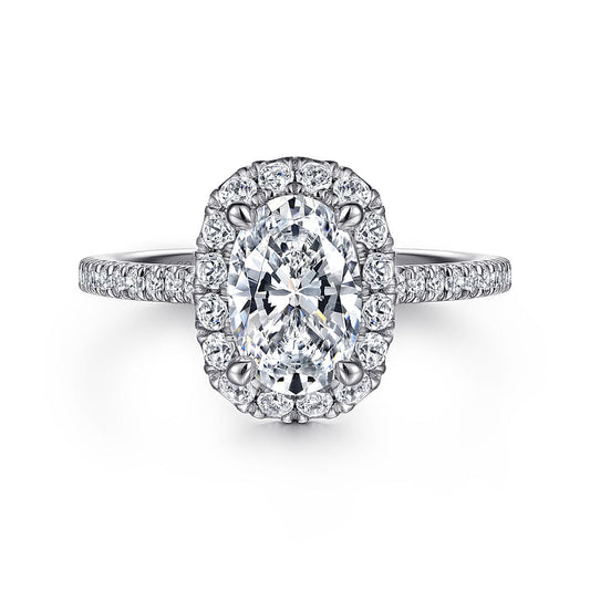 Gabriel & Co | Madelie - 14K White Gold Oval Halo Diamond Engagement Ring