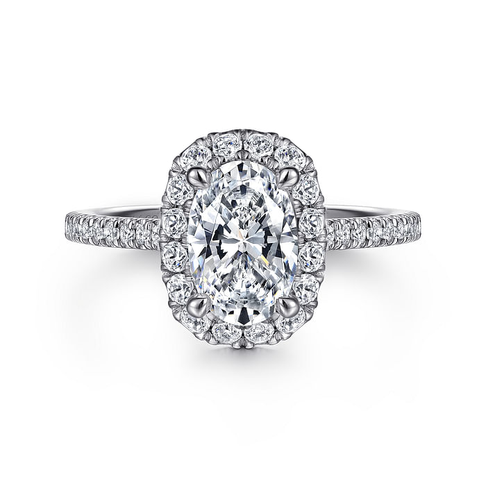 Madelie - 14K White Gold Oval Halo Diamond Engagement Ring