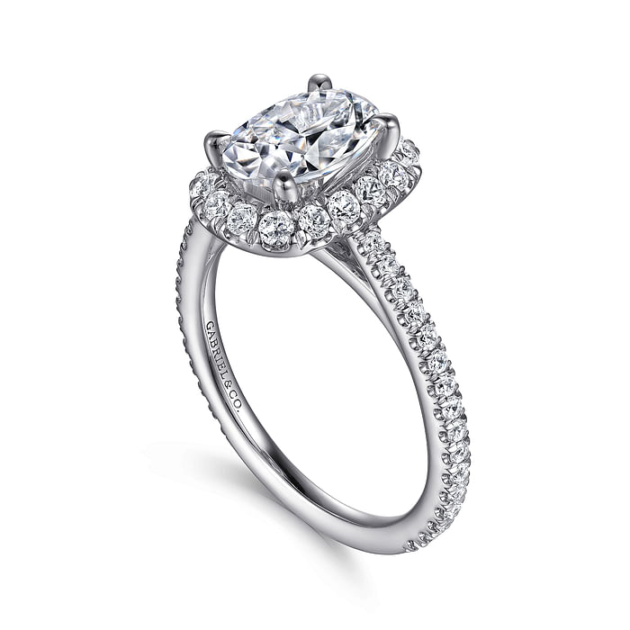 Gabriel & Co | Madelie - 14K White Gold Oval Halo Diamond Engagement Ring