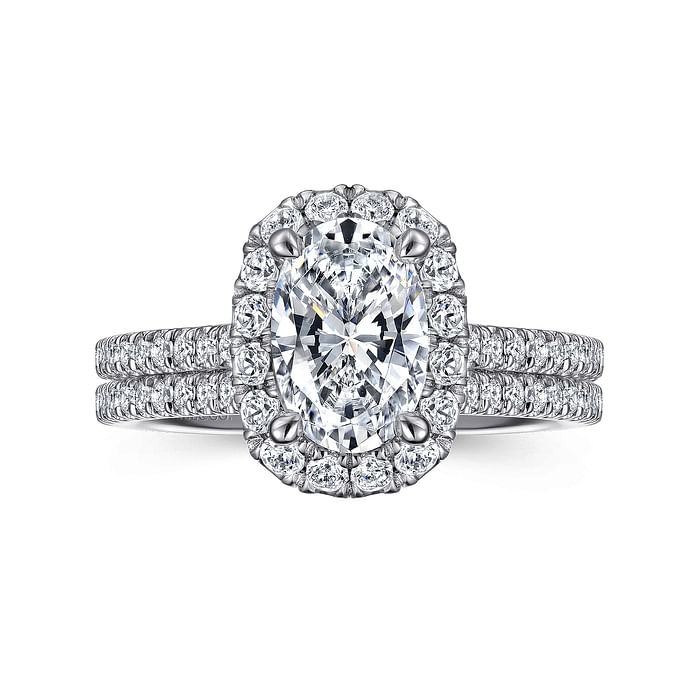 Madelie - 14K White Gold Oval Halo Diamond Engagement Ring