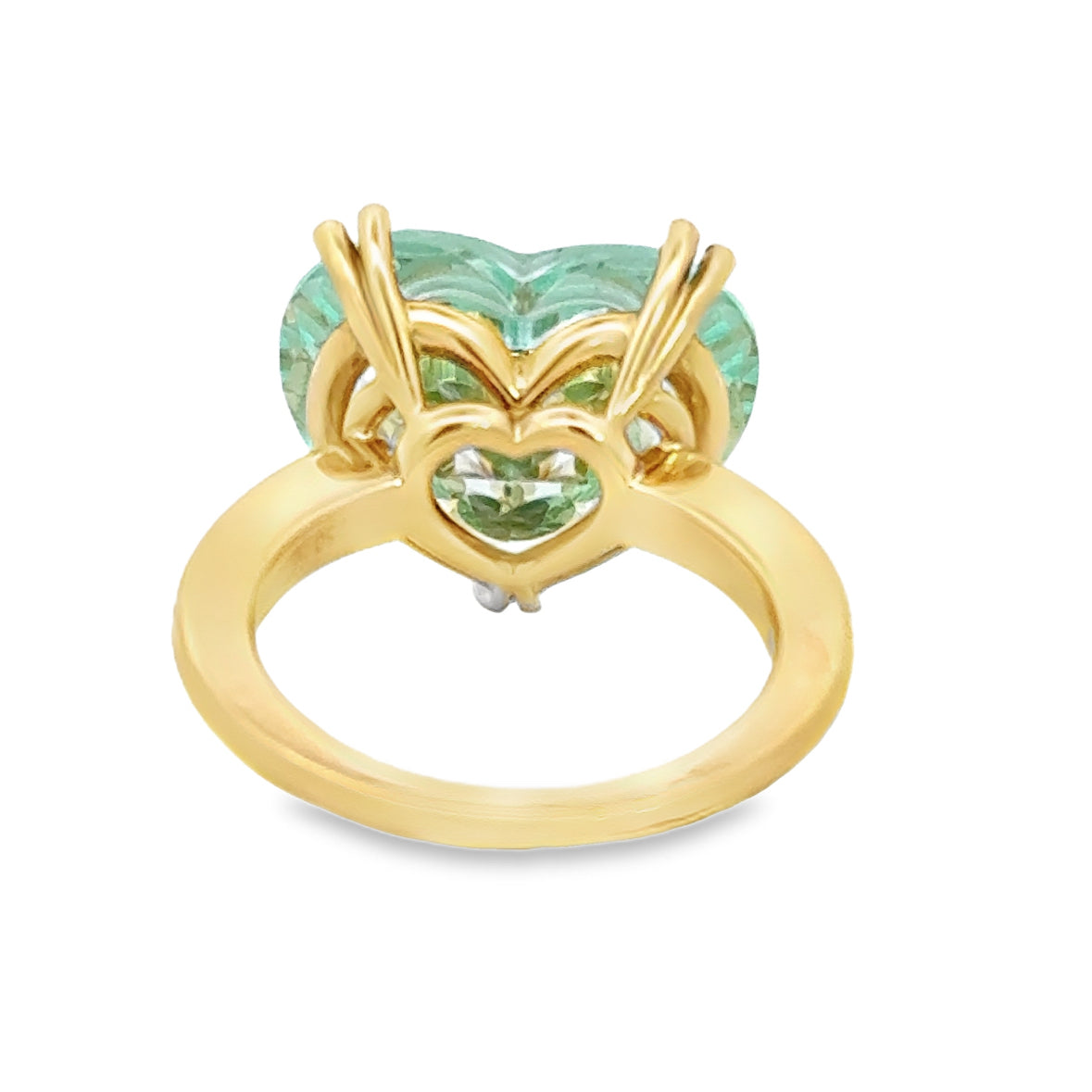 Kirkland Jewelry Estate | 18K Yellow Gold Chopard Green Crystal Heart Ring with Diamonds