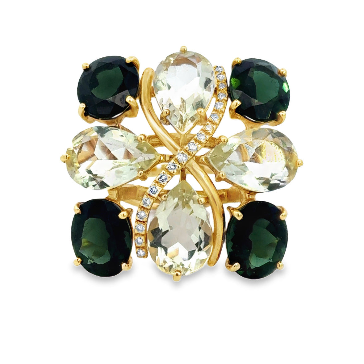 Kirkland Jewelry Estate | 18K Yellow Gold Peridot and Tourmaline Ring